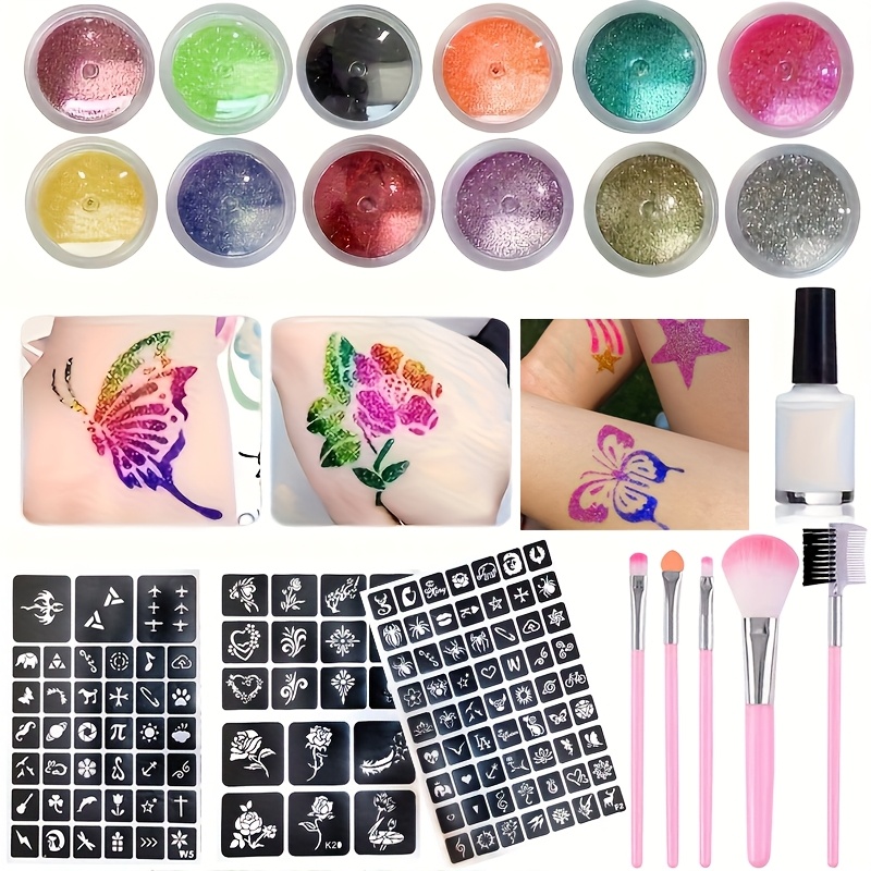 Body Jewelry Glue - DIY Flash Tato 12 Warna Glitter,