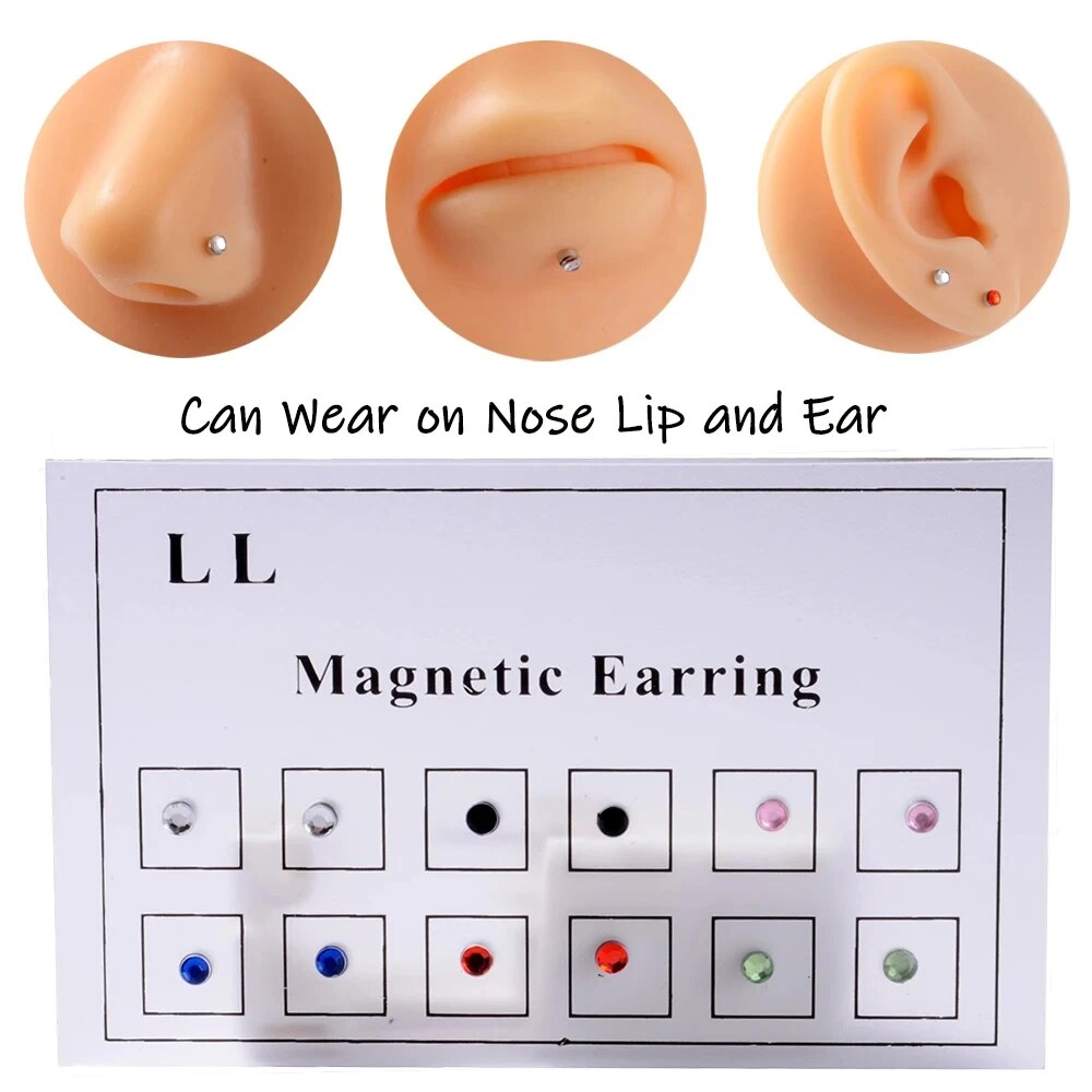Body Jewelry Cartilage Earrings - 12 buah/kartu palsu penipu Magnet tidak