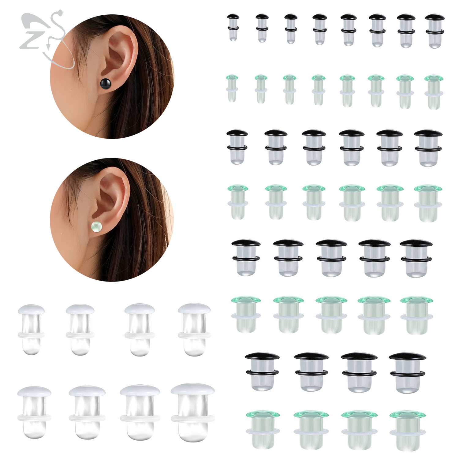 Zs Body Jewelry - ZS 1 buah telinga kaca hitam