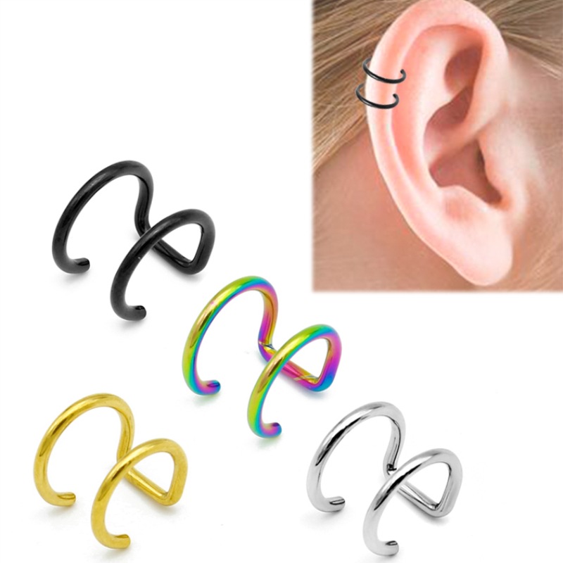 Body Jewelry Cartilage Earrings - 2Pcs Anting Jepit Telinga Baja Tahan