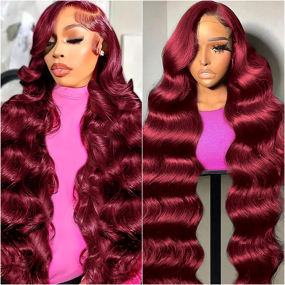 Body Jewelry Underwear - Wig Rambut Asli Burgundy 13x6 HD
