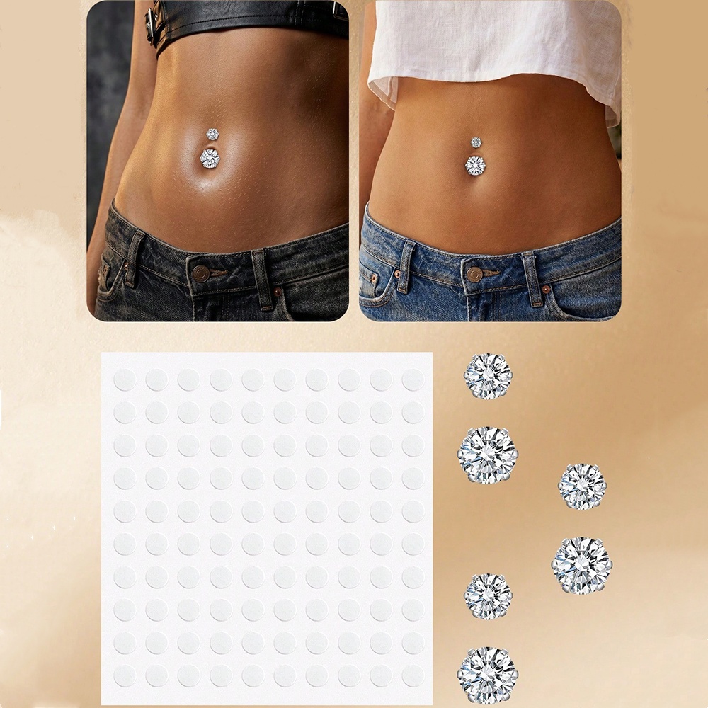Body Jewelry Hoops - Cincin Pusar Palsu Berhiaskan Zirkonia Kubik,