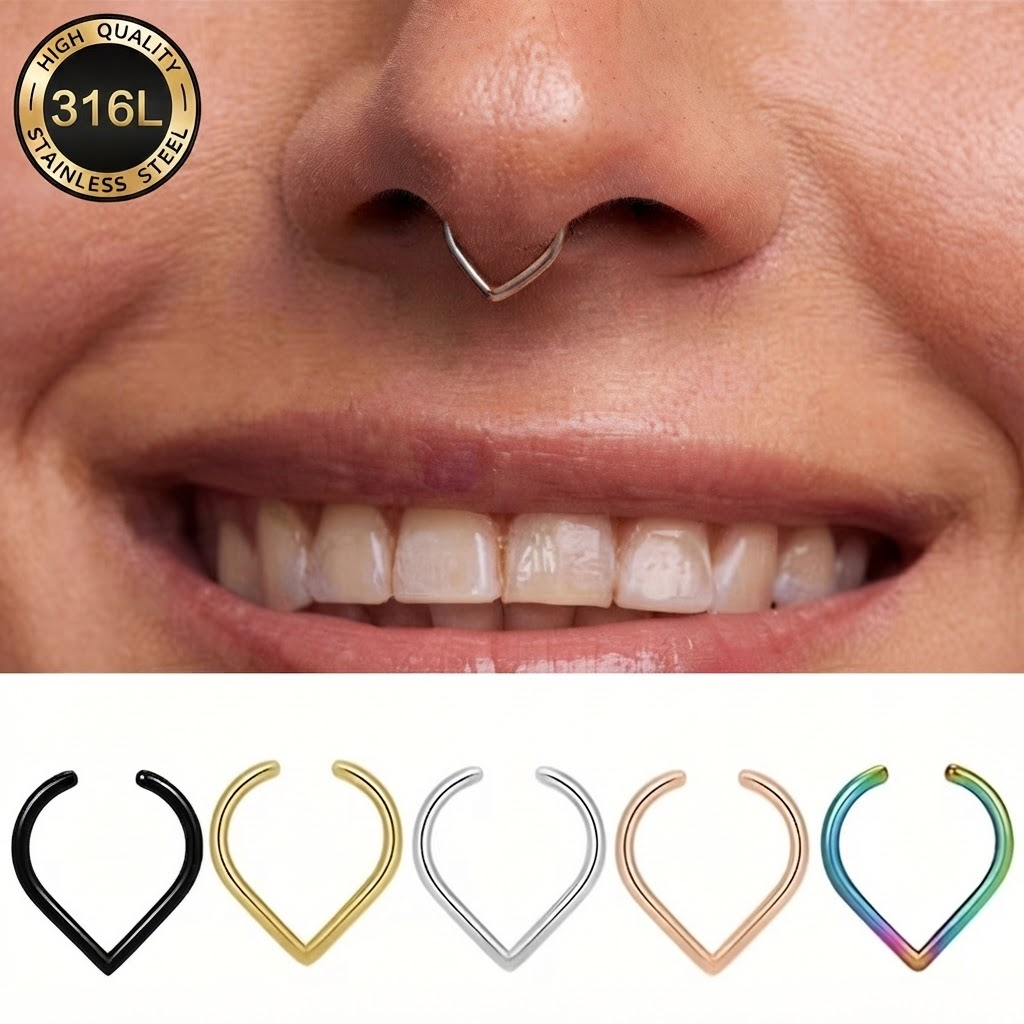 Body Jewelry Cartilage Earrings - 5Pcs Set Cincin Hidung Palsu Stainless