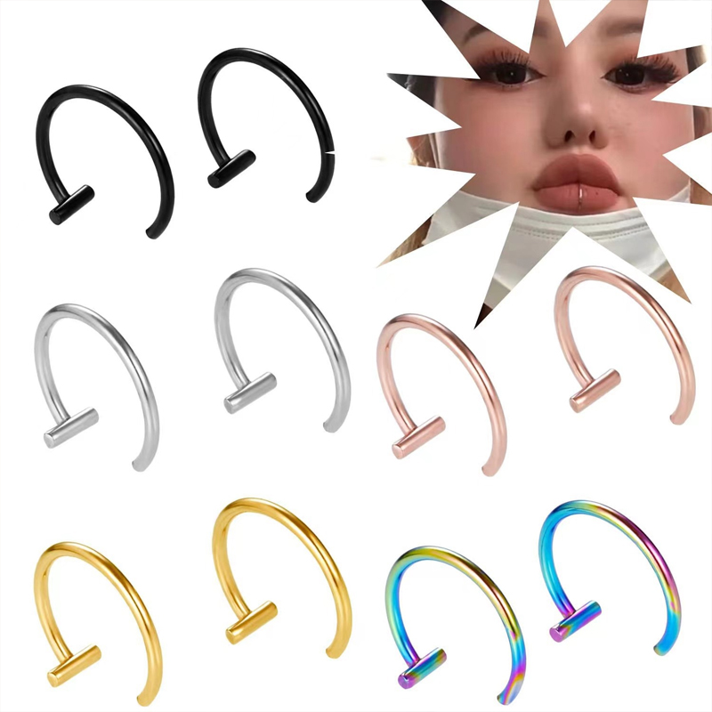 Body Jewelry Cartilage Earrings - Anting-anting setengah lingkaran baja bedah 18G,