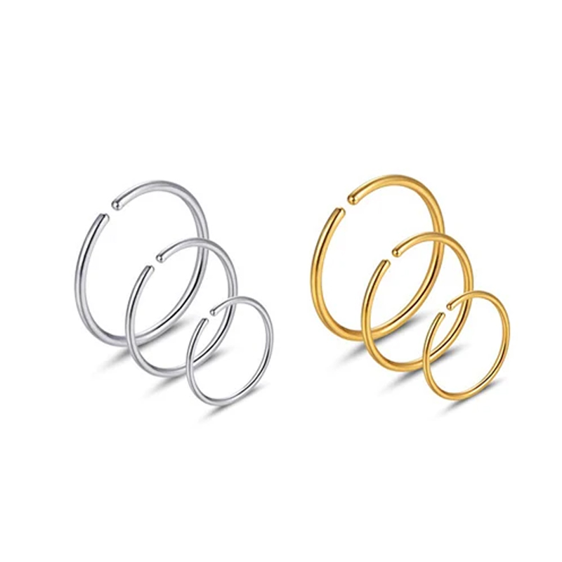 Body Jewelry Cartilage Earrings - 6pcs/lot Anting Hidung Hipoalergenik Bahan Baja