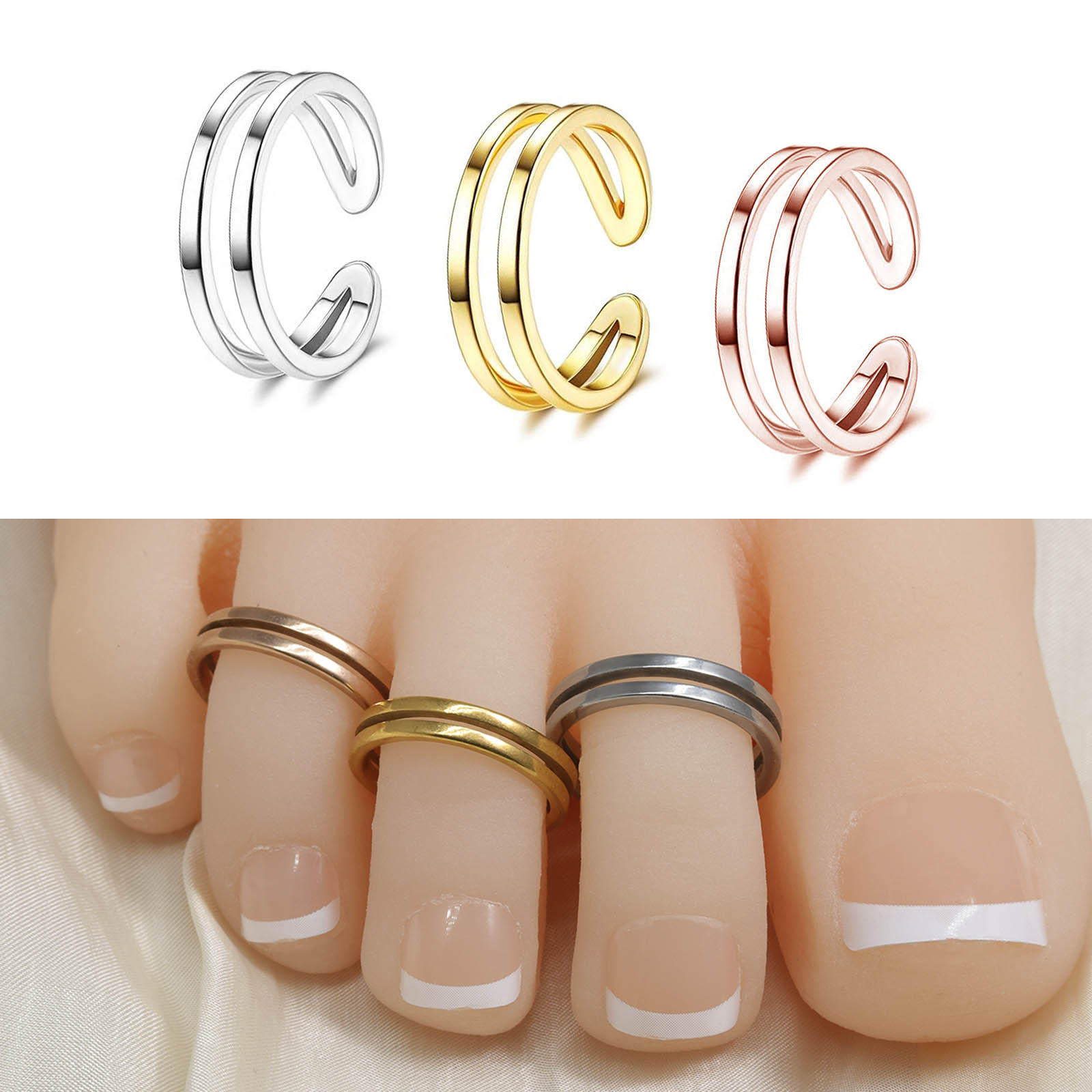 Body Jewelry Hoops - Cincin Jari Kaki Lapis Ganda yang