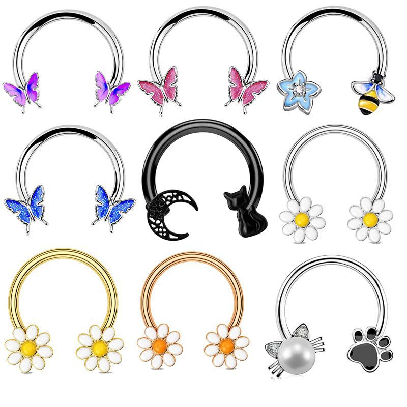 Body Jewelry Cartilage Earrings - Cincin Septum 16G, Perhiasan Tindik Daith,