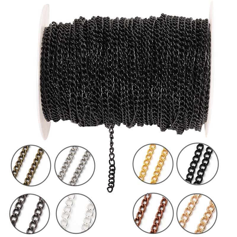 Body Jewelry Underwear - 2Meter 2.5/3.5/4.5mm Rantai Logam Pipih Oval