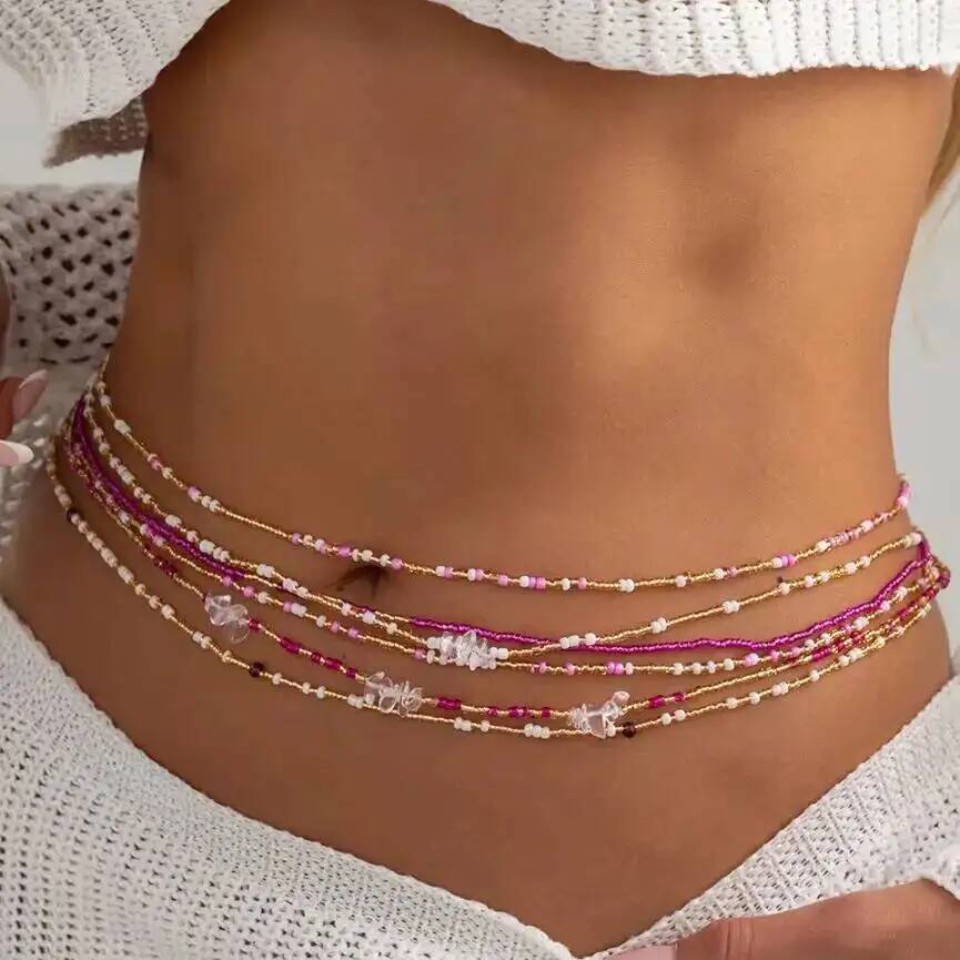 Body Jewelry Waist - SHIXIN 6Pcs/Set Rantai Pinggang Manik-Manik Beras