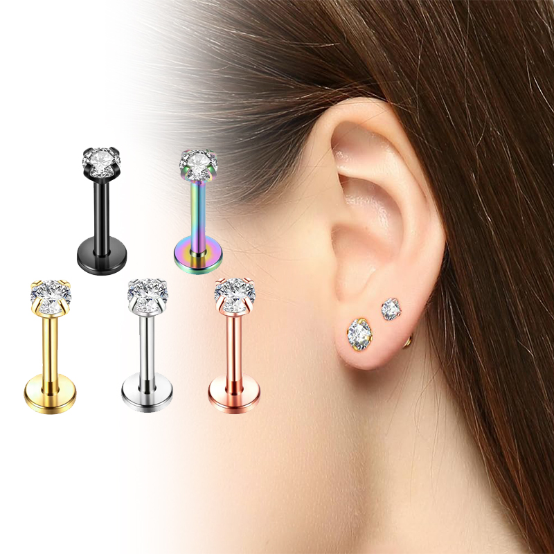 Anting-anting stud titanium 16 - Body Jewelry Cartilage Earrings ulasan dan harga