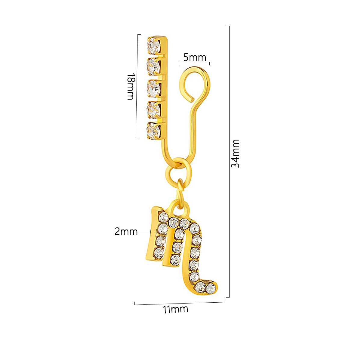 2 pak klip telinga logam zirko - Body Jewelry Cartilage Earrings ulasan dan harga