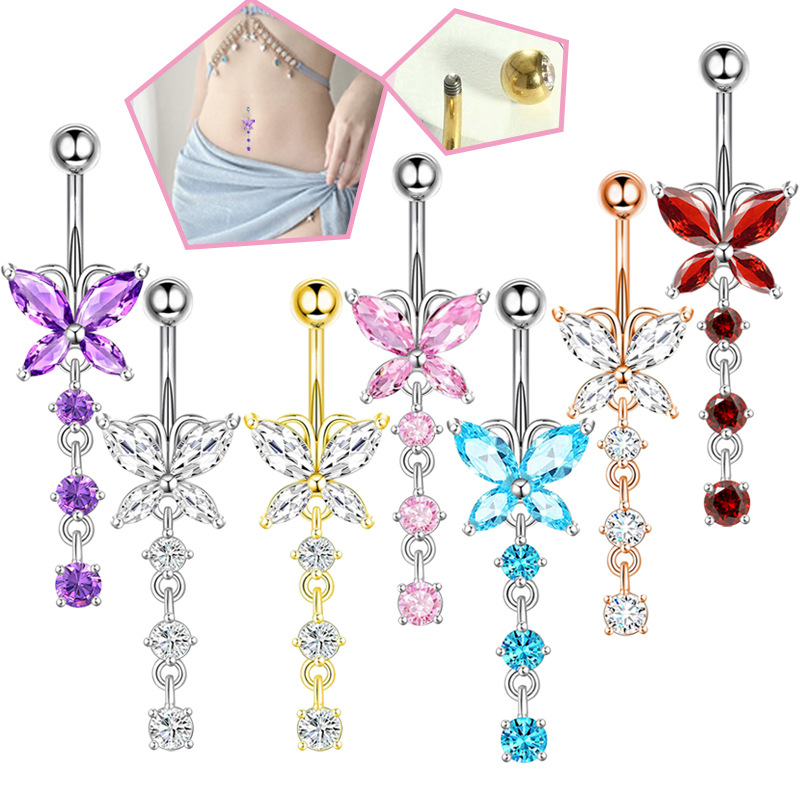 Cincin Pusar 14GA Kupu-kupu Em - Body Jewelry Hoops ulasan dan harga