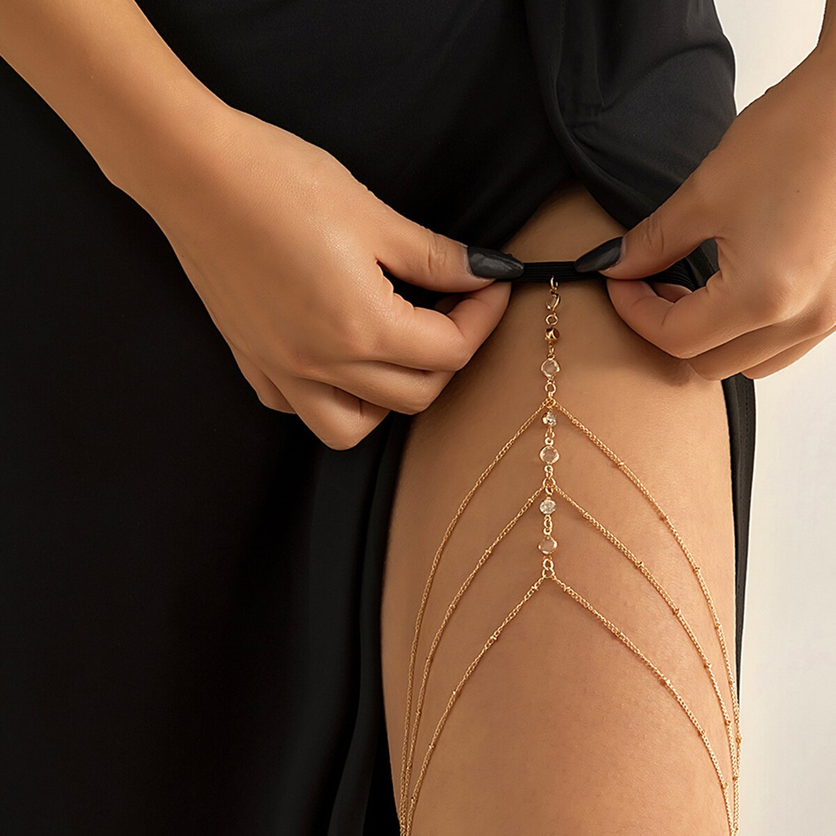 Boho pita elastis kristal kaki - Body Jewelry Leg Chain ulasan dan harga