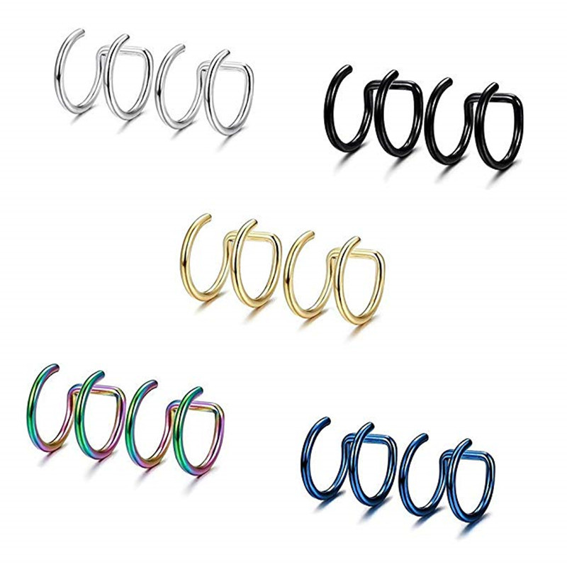 2Pcs Anting Jepit Telinga Baja - Body Jewelry Cartilage Earrings ulasan dan harga
