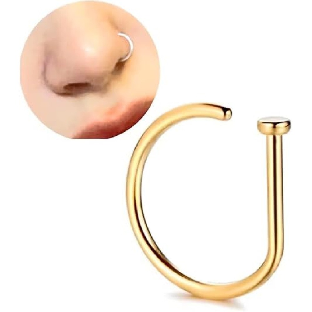 4 Paket Cincin Hidung Bentuk D - Body Jewelry Hoops ulasan dan harga