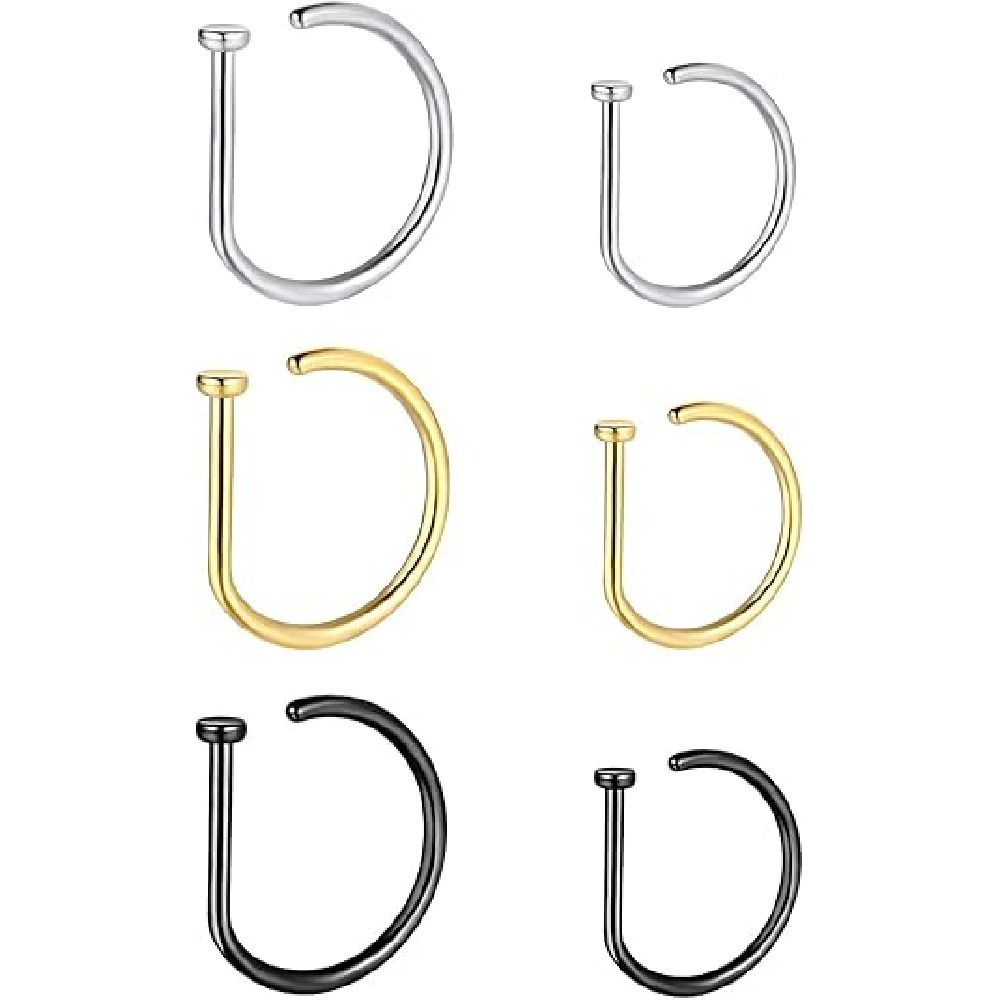4 Paket Cincin Hidung Bentuk D - Body Jewelry Hoops ulasan dan harga