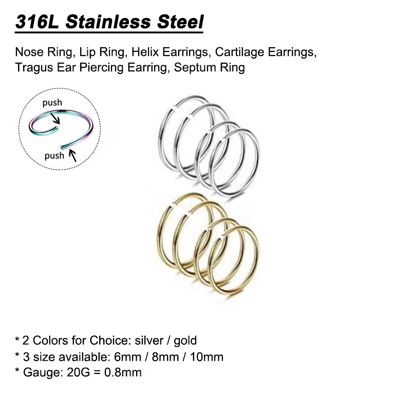 6pcs/lot Anting Hidung Hipoale - Body Jewelry Cartilage Earrings ulasan dan harga
