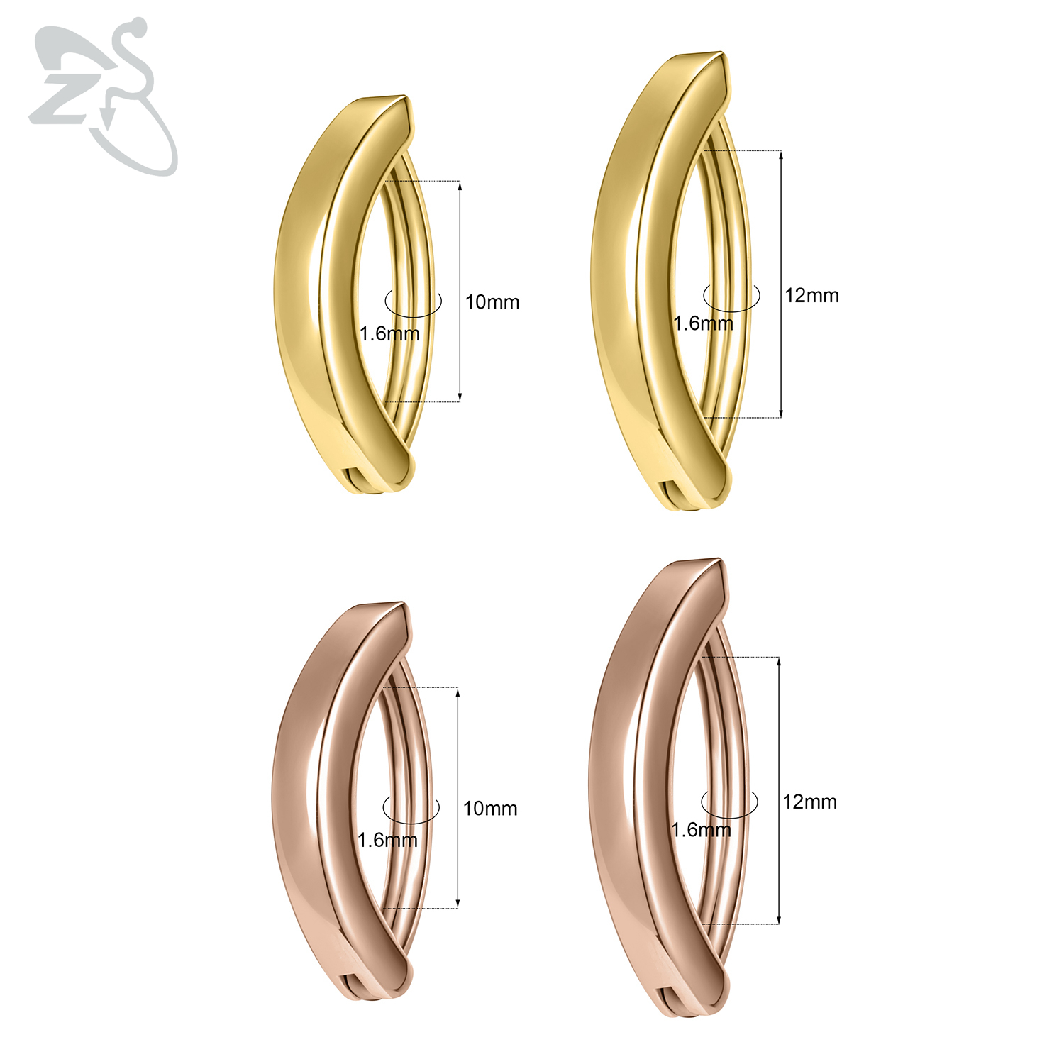 ZS 1 Buah Warna Emas 14K 925 T - Zs Body Jewelry ulasan dan harga