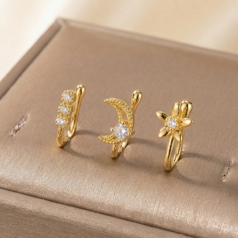 Set klip hidung retro 3 buah,  - Body Jewelry Hoops ulasan dan harga